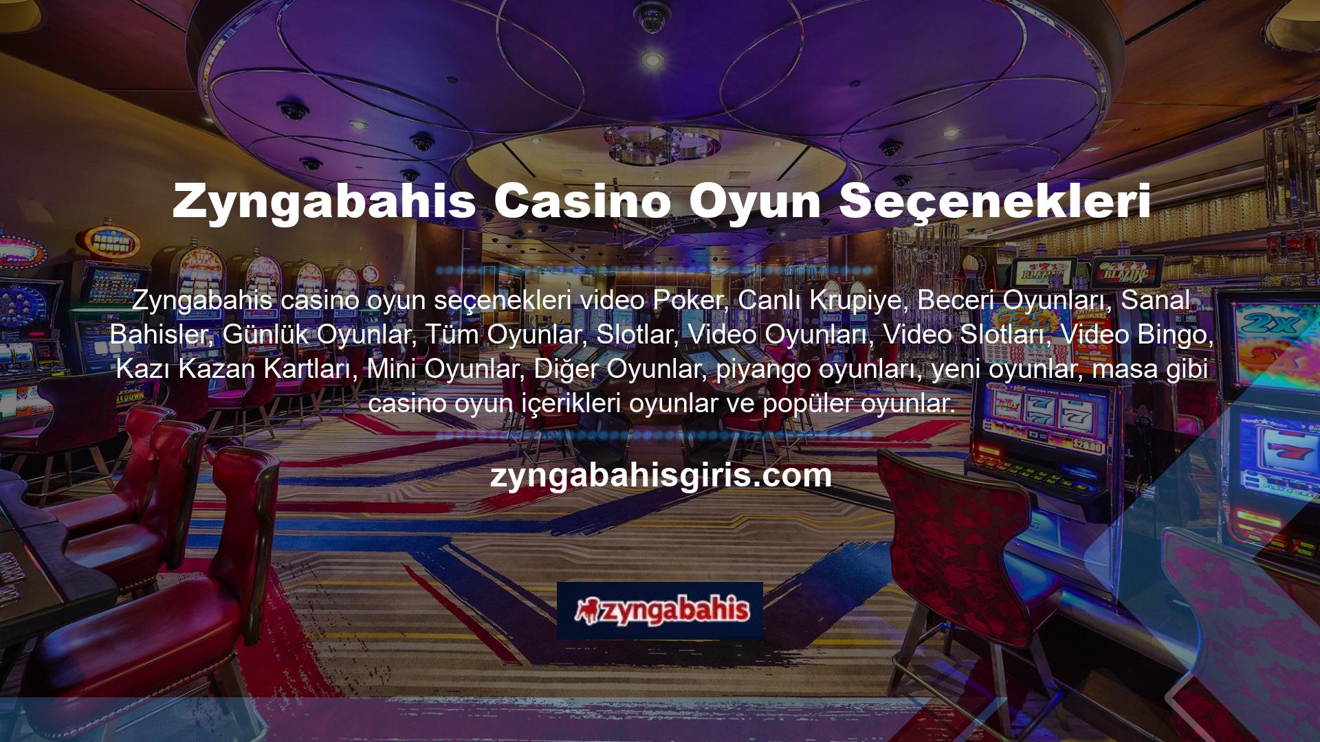 Zyngabahis Canlı Casino kategorisi, Canlı Online Blackjack, Canlı Online Bakara, Texas Hold'em Poker, Canlı Online Rulet ve Canlı Zyngabahis On Poker gibi online casino oyun içeriğini içerir